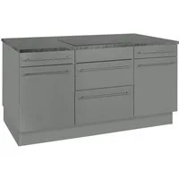 OPTIFIT Kücheninsel Bern, Stellbreite 160x95 cm mit höhenverstellbaren Füßen, mit Metallgriffen