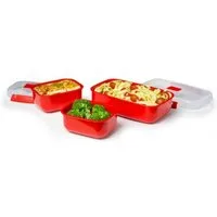 sistema Mikrowellenbehälter Mikrowellengeschirr Heat & Eat 3er-Set, rot, Kunststoff lebensmittelsicher