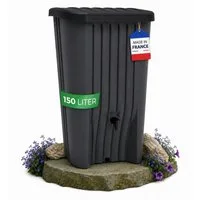 YourCasa Regentonne Cascade Regentonne 150 Liter anthrazit mit Hahn, 150 l, UV Beständig,Wetterfest,150L Fassungsvermögen