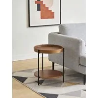 NJLyuhome Couchtisch Wohnzimmertisch – Moderner 2-Etagen Beistelltisch rund, Metallgestell (1-St), platzsparender Nachttisch für Wohnzimmer & Schlafzimmer