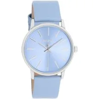 OOZOO Quarzuhr Damenuhr C11063 Babyblau Lederband 36 mm C11063