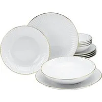 OTTO home Tafelservice Teller Set, Geschirr-Set Ezzo (12-tlg), 6 Personen, Porzellan, Goldband, Made in Europe, 12 Teile, für 6 Personen