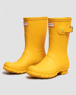 Hunter Original Short Wellington Boots Gelbe Gummistiefel Für Damen
