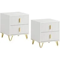 SoBuy Nachttisch FBT115, Sofatisch Couchtisch, Nachttisch 2er set, 2er Set, Nachtschrank mit 2 Schubladen, Beistelltisch, Nachtkommode