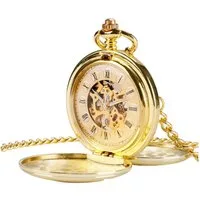 Tidy Taschenuhr Antike Skelett Taschenuhr Handaufzug – Doppel offen, Kette, Tasche