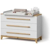 Livinity® Wickelkommode Mailo, Weiß/Artisan/Artisan, XL mit 3 Schubladen