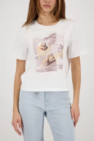 monari - T-Shirt mit Print pastel yellow - Gr. - 40