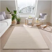TaraCarpet Teppich TaraCarpet Kitten sehr weich und waschbar für Wohnzimmer Schlafzimmer, rechteckig, Höhe: 12 mm, Kurzflor Teppich uni einfarbig super soft weich waschbar creme 140x200