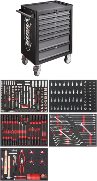 VIGOR Werkstattwagen Series L, mit Sortiment, V4560, Anzahl Werkzeuge: 344