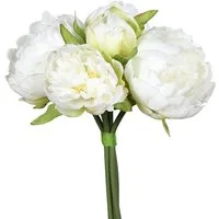 Kunstblume Pfingstrosenbouquet 28cm DP Kunstlbumen künstliche Pfingstrosen Strauß Pfingstrose, Seidenblumen Roß, Höhe 28 cm, Weiß