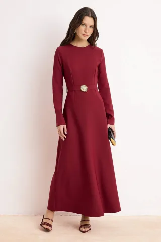 Damen-Maxikleid mit flachem, langem Schnitt und Hijab-Schnitt