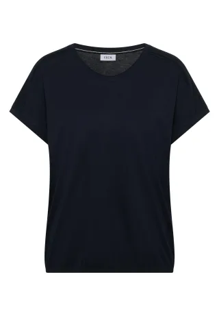 CECIL - T-Shirt mit V-Neck und Spitzendetail universal blue - Gr. - M
