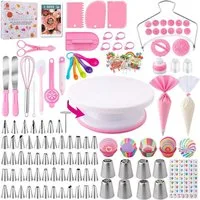 LuxusKollektion Tortenwerkzeug Tortenzubehör 356tlg Tortenplatte Spritzbeutel Spatel 356pcs Rosa