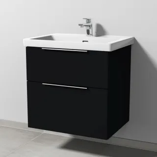 Sanipa 3way Waschtischunterbau zu Villeroy & Boch Subway 3.0 Waschtisch mit 2 Auszügen, Schwarz-Matt UF84708