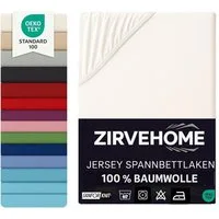 ZIRVEHOME Spannbettlaken 120x200 cm. Jersey Spannbetttuch 100% Baumwolle Bettlaken, Jersey, Gummizug: Rundumgummi, (1 Stück), Atmungsaktiv Baumwolle Spannbettlaken 120x200 cm bis 25 cm Höhe, Natur