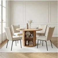 Jiexi Essgruppe Essgruppe 5-teilig runder Tisch mit Stauraum & 4 Polsterstühle