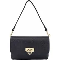 ITALYSHOP24 Schultertasche Made in Italy Damen Leder Tasche Mini Bag Ketten Crossbody Handytasche, Überschlagtasche Clutch Abendtasche Smartphone Handtasche CrossOver