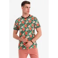 OMBRE Print-Shirt Herren T-Shirt aus Baumwolle mit Blumenmuster