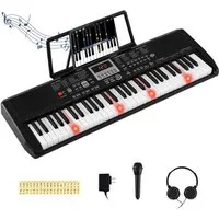COSTWAY Home-Keyboard (1-St), 61 Tasten Digitalpiano, E-Piano mit Mikrofon, Kopfhörer