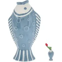 CEPEWA Dekovase Vase Fisch 'Blütenfisch' 7,5x19x10cm Steingut blau Dekovase Fischform