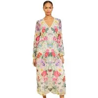 Love & Roses Chiffonkleid Love & Roses plissiertes Chiffon-Midikleid, (1-tlg)