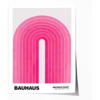 JUSTGOODMOOD Poster Bauhaus Abstrakte Kunst Pinke Retro Bogen Grafik im minimalistischen S, (1 St)
