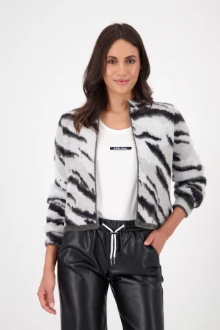 monari - Strickjacke mit Tigermuster ash grey gemustert - Gr. - 38