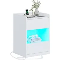 MSMASK Nachttisch mit LED-Beleuchtung und Ladestation, 40x35x60cm (1-St), Nachtschrank mit viel Stauraum