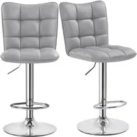 Yaheetech Barhocker Drehhocker mit Fußstütze (2 St), Barstühle 360°Drehbar Küchenstühle Sitzhöhe 62,5 cm - 83 cm