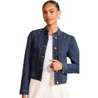 Love & Roses Jeansjacke Love & Roses körpernahe Denim-Jacke mit Bogenkante (1-St)