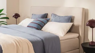 BRUNO Boxspringbett Premium 180x200cm in Beige | Matratzen-Härtegrad: Links H3 / Rechts H3 | mehrfach ausgezeichnet in Design & Qualität