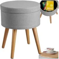 tectake Sitzhocker Schminkhocker Yara gepolstert in Leinenoptik 300kg mit Stauraum, rund