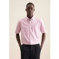 seidensticker Businesshemd Regular Regular 1/2 Button-Down-Kragen Karo
