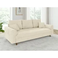 S-Style Möbel 3-Sitzer Sofa Kristian mit Braun Holzfüßen aus Chenille-Stoff, mit Wellenfederung
