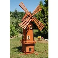 DSH DEKO SHOP HANNUSCH Gartenfigur XL Windmühle auf Wunsch mit Solarbeleuchtung – Höhe 1,55 m