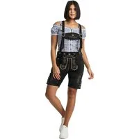 Steigenhöfer Manufaktur Trachtenlederhose Lederhose Damen Shorts - 100% Rindsleder - Kurze Hose für Frauen (Inklusive verstellbaren Trägern) Traditionelles Design - Mit Gürtelschlaufe - Dirndl Alternative