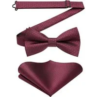 LuxusKollektion Fliege Fliege Herren Vorgebunden Hochzeit Anzug Einstecktuch Bordeaux