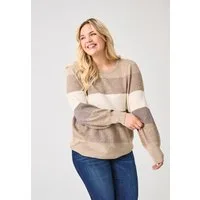 ONLY CARMAKOMA Strickpullover CARNEW DARIA L/S STRIPE PULLOVER KNT