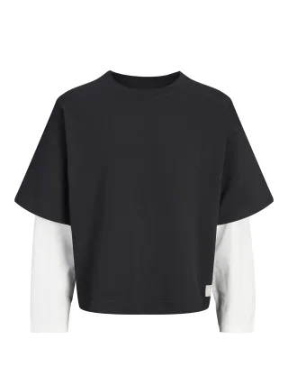 JACK&JONES - JCOECHO DOUBLE LAYERED SWEAT CN JNR Black - Gr. - 140