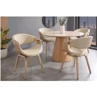 riess-ambiente Armlehnstuhl ORGANIC creme/natur - Kunstleder, Eschenholz, mit Armlehnen (Einzelartikel, 1 St), mit Lehne & Retro-Design – ideal für Esszimmer, Büro oder Küche