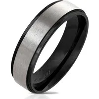 viva-adorno Fingerring Edelstahl Ring Damenring Herrenring Mitte matt gebürstet Rand farbig, Bicolor Partnerring Verlobungsring zweifarbig
