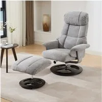 BBWL Massagesessel mit Liegefunktion 360° drehbar Chenille Stoff, Relaxsessel Massage Sessel mit Wärmefunktion und Hocker ergonomischer