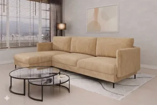 Ecksofa Designersofa HELMER MAX Stoff Vibe Beige Ottomane Links