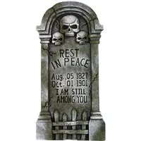 Horror-Shop Dekoobjekt Gothic Grabstein mit 3 Totenköpfen & Inschrift