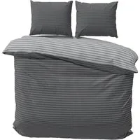 Visaggio Bettwäsche Baumwolle 135x200, 155x200, 155x220, 200x200, 200x220 oder 240x220, Renforcé, 3 teilig, Stripe Wendebettwäsche Streifen, mit Reißverschluss