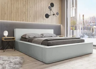 Polsterbett Doppelbett OMAHA 160x200cm in Stoff Now or Never Weiß