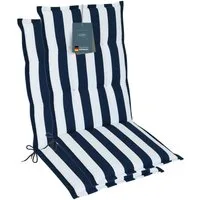 LILENO HOME Hochlehnerauflage Gartenstuhl Auflage, bequeme Sitzauflage für Gartenmöbel, Stuhlkissen, (2 St., 2er Set), Polsterauflage Blockstreifen Blau, Sitzpolster für Klappstühle