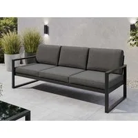 Beautysofa Gartensofa 3-Sitzer STELLA – wasserabweisender Stoff, pulverbeschichtetes Metallgestell, in 3 trendigen Farben: Beige, Hellgrau und Dunkelgrau