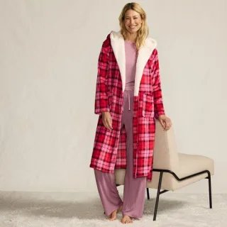 Fleece-Kapuzenmorgenmantel für Damen in Petite-Größe, Damen, size: petite, Blau, Polyester, by Lands' End