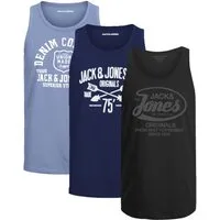 Jack & Jones Tanktop Bequemes Slimfit Shirt mit Printdruck (3er-Pack) mit Print